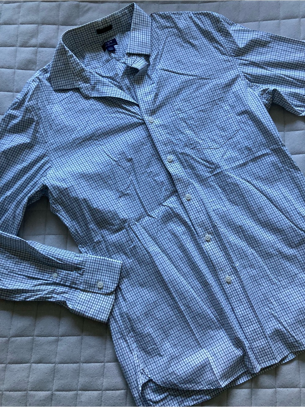 J. Crew Men’s Blue/Gray/White Checked ButtonDown Dress Shirt